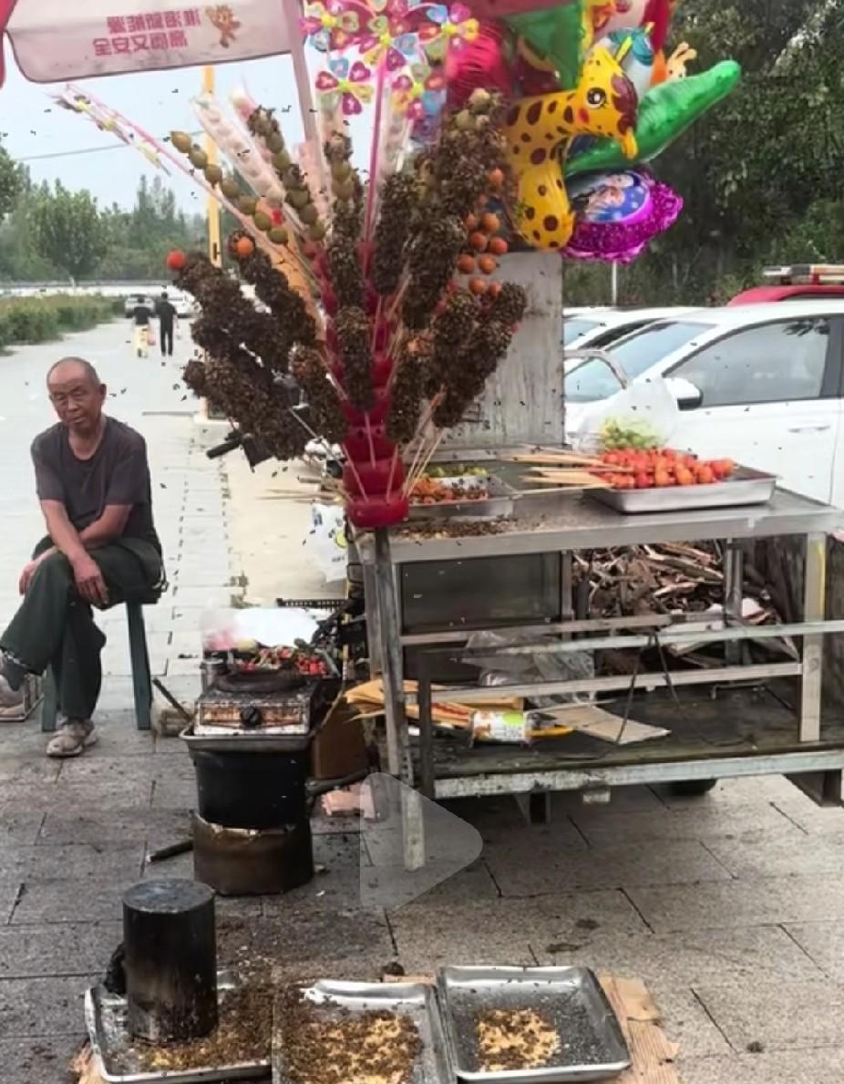 老大爷生无可恋了吧，蜜蜂倒是享受到了他们的美味[大笑][大笑][大笑]