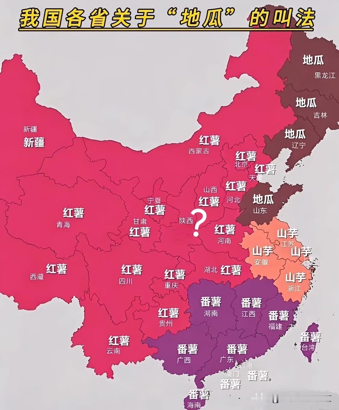 我国各地对“地瓜🍠”的叫法~东北三省的叫法是非常出齐的一致，黑龙江