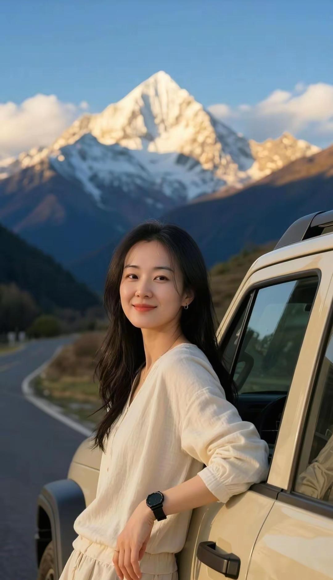 雪山下的自由时光，与爱车相伴，享受自然之美。🏔️🚗💕