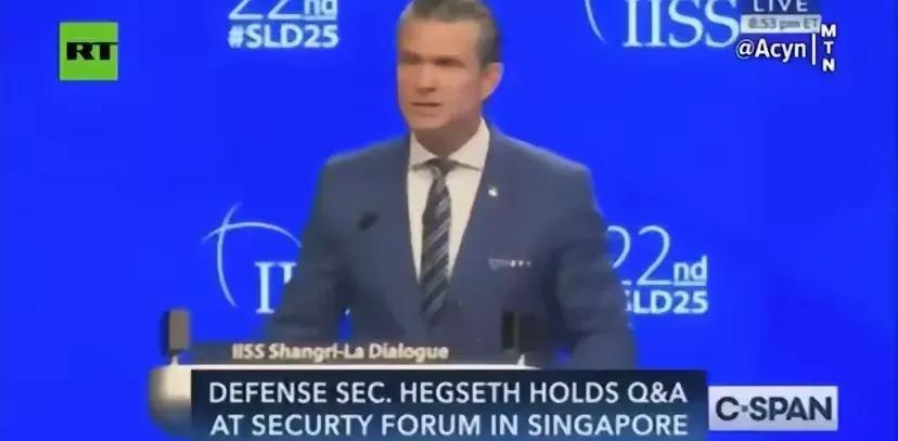 昨天，5月31号，美国国防部长海格赛斯猖狂发言。他说，如果中国武力攻台，将面临毁