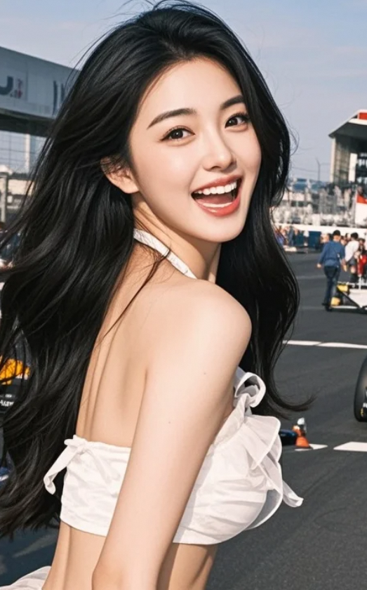 当赛车场遇上魅力美女，照片定格这场视觉的饕餮盛宴！
