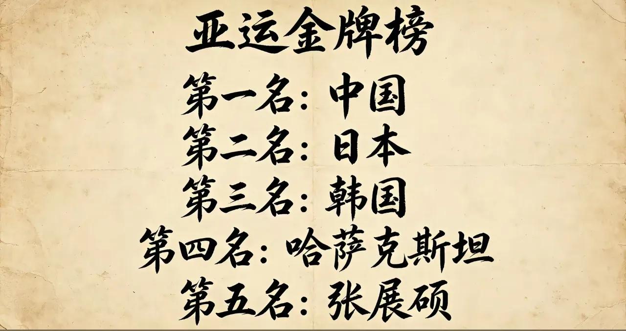 张展硕，19岁一小将，在名古屋亚运会，拿了七块金牌！有人开玩笑，说他金牌数，排