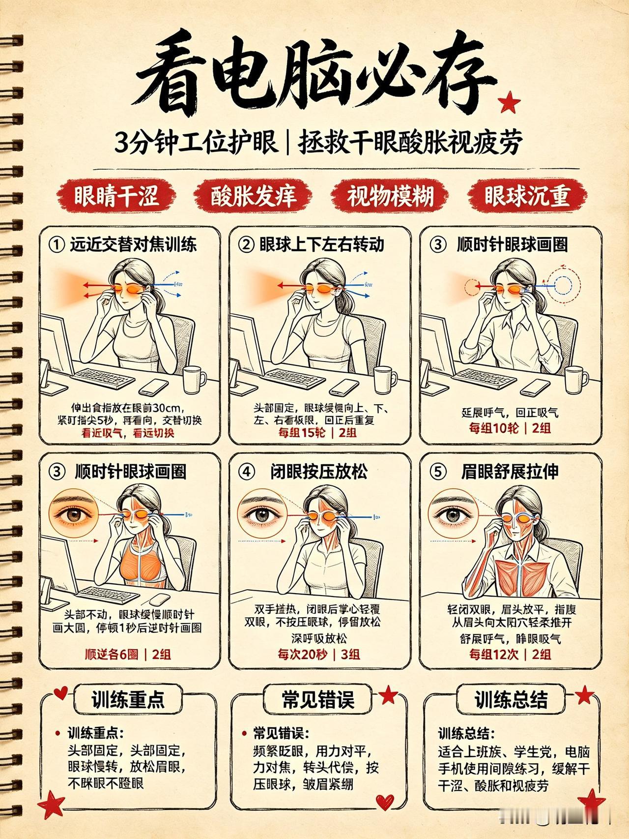 看电脑必存❗️3分钟工位护眼｜拯救干眼、酸胀、视疲劳每天上班盯着电脑、手机不