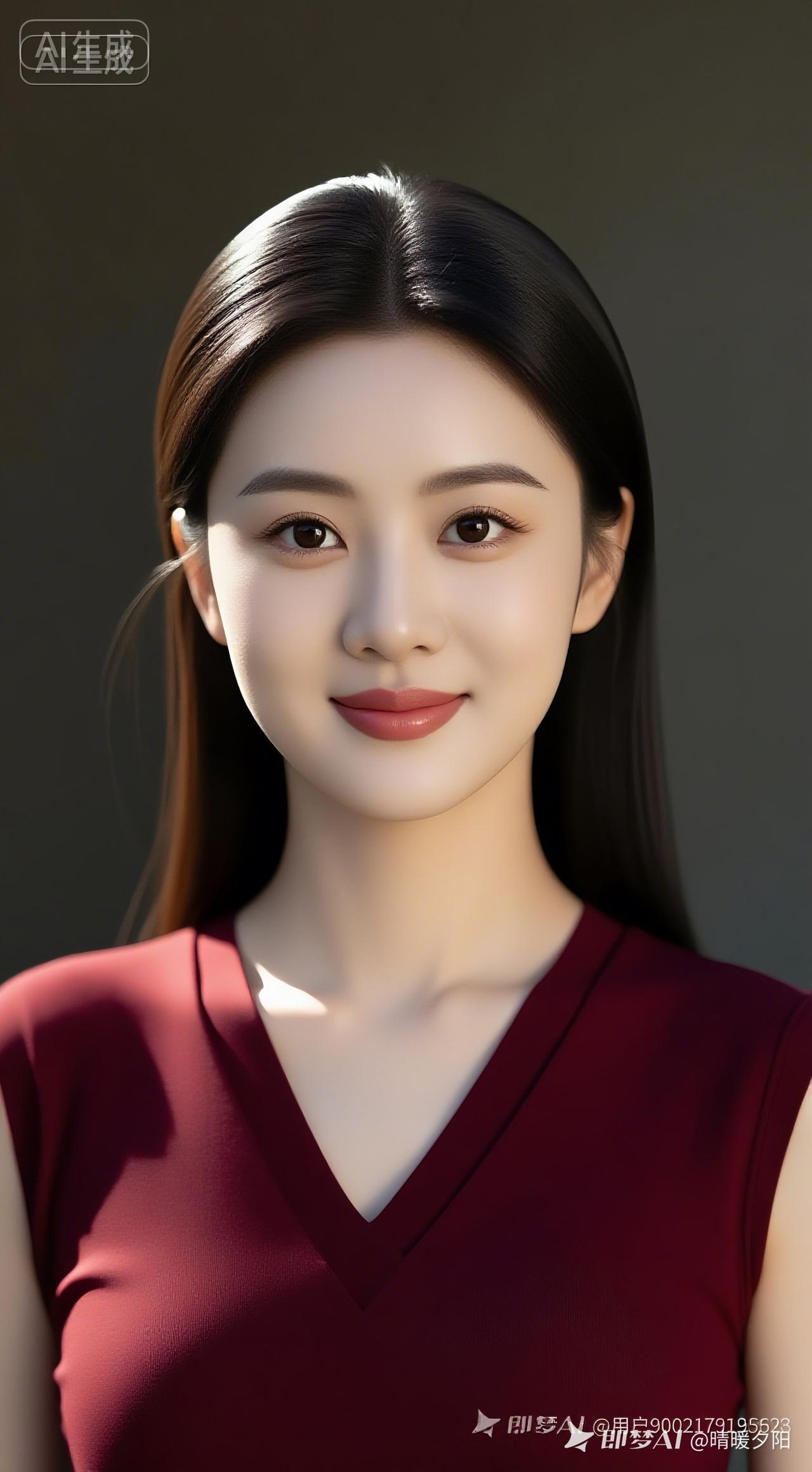 温柔甜美的少女，红衣V领，散发迷人魅力！🌸💖