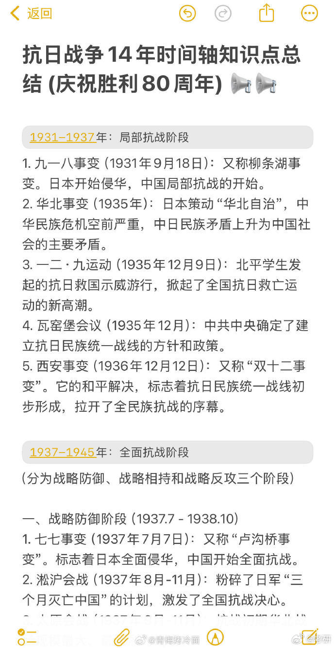 徐涛老师让整理的抗战胜利80周年知识点26考研考研政治​​​