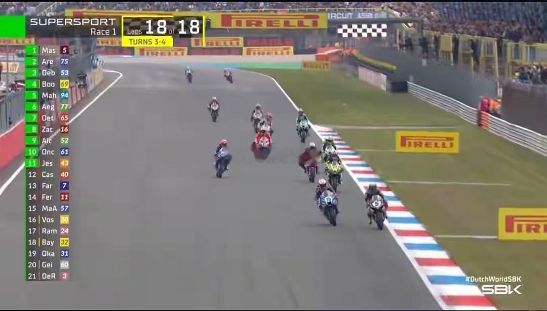 张雪机车第三变第四张雪机车53号车手在比赛前半场以第一名的成绩领先。比赛进行到一