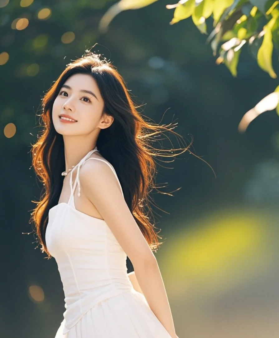 长发如瀑，笑容似水，东方少女的温柔令人心折