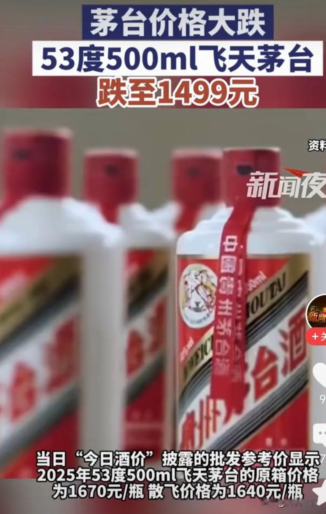 飞天茅台的出厂价是1169元，零售价现在跌到1499元，每瓶利润还有330元呢，