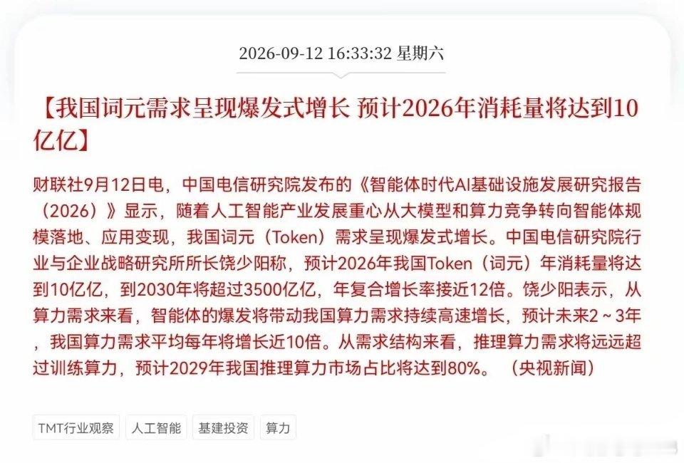 这些方向又要准备飞了吗？周末利好来了，一条很容易被忽略的重磅消息从财联社传来，中国电信研究院发布了最
