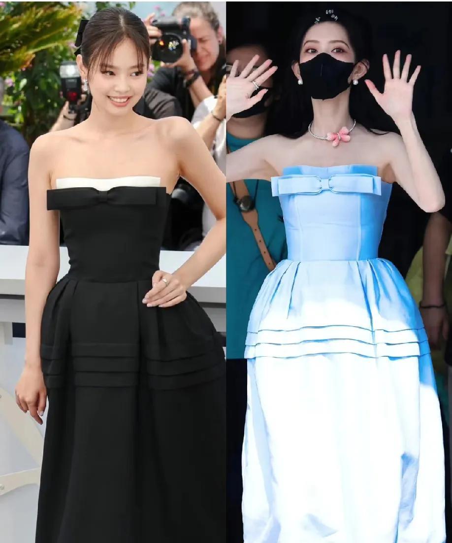 孟子义和Jennie撞衫shushutong这条裙子啦！两人穿出了完全不同的风味