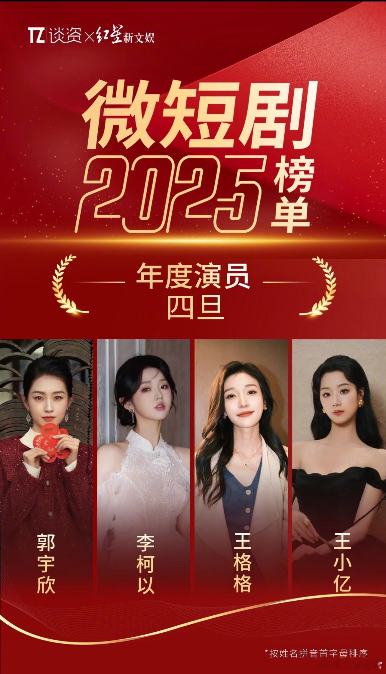 短剧年度演员四生：柯淳、刘萧旭、王凯沐、曾辉短剧年度演员四旦：郭宇欣、李柯以、王