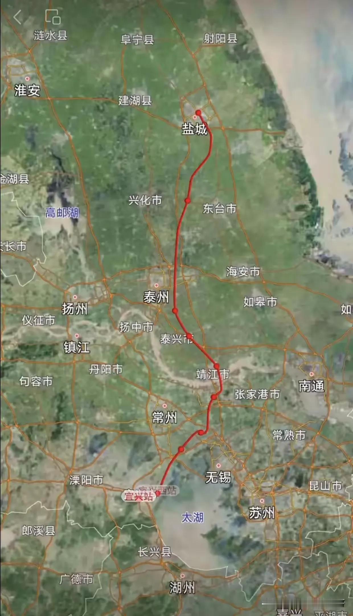 盐宜高铁不存在“无锡弯”！刚刚刷到条友的盐宜高铁线路图。按图形上看，倒的确不存在