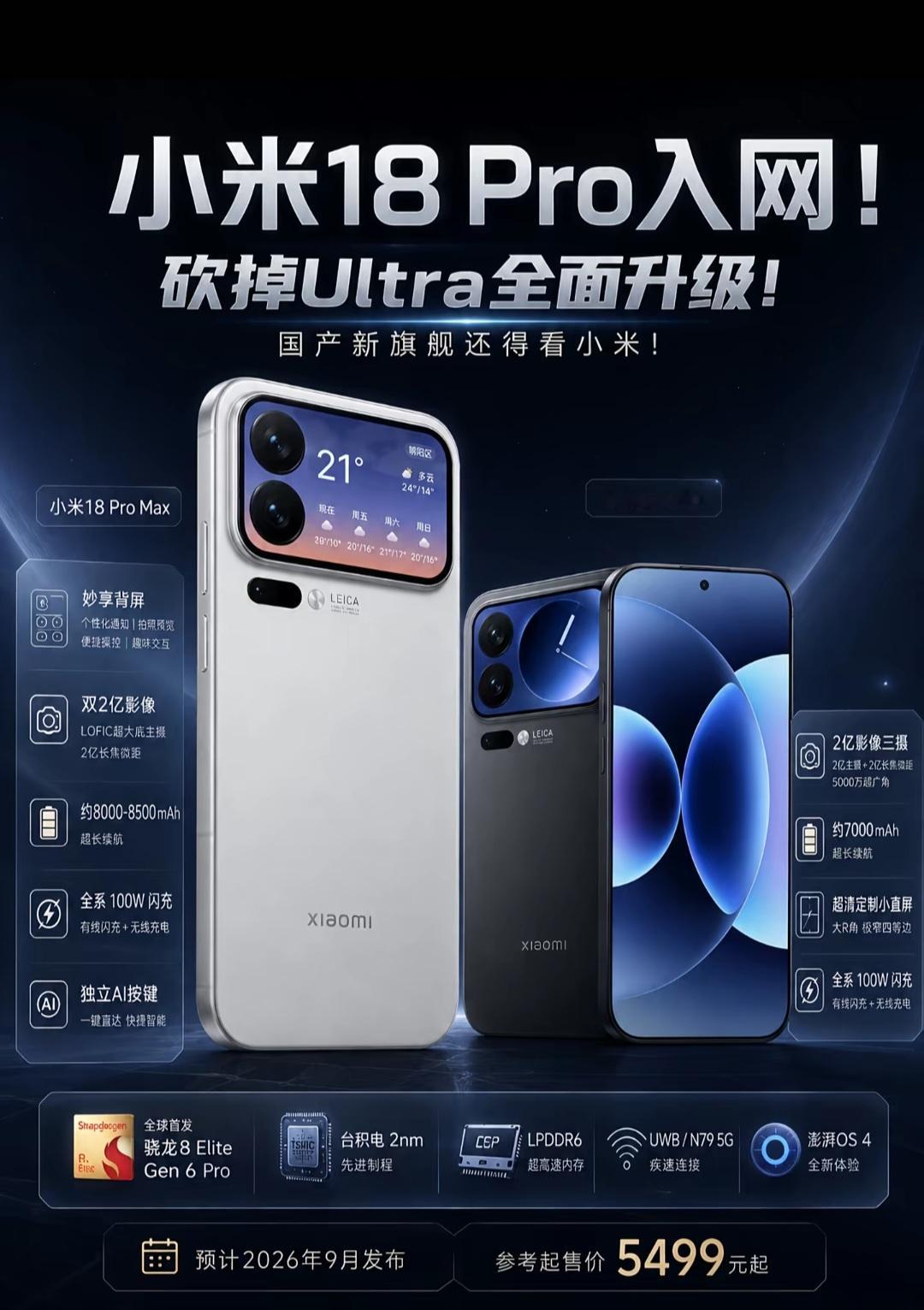 小米18Pro已经入网！网传砍掉Ultra版本，起售价5499元你觉得香吗准备下半年换国产旗舰的朋友