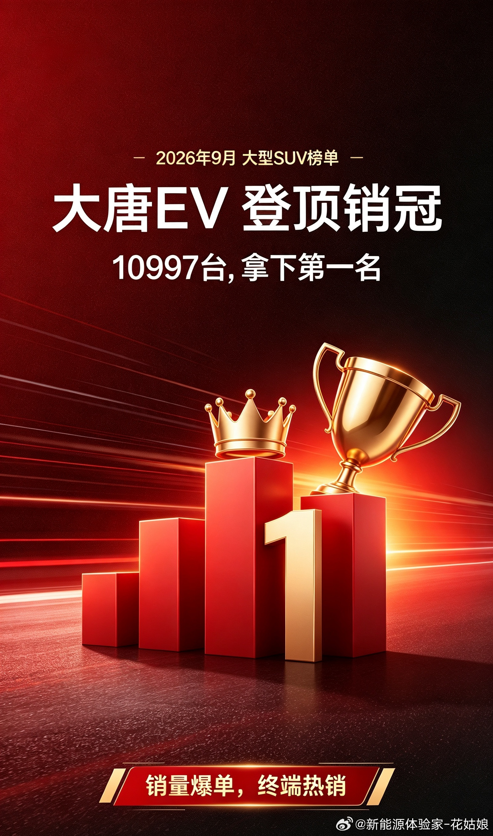 2026年9月大型SUV榜单，大唐EV直接冲到第一名！卖了10997台前面还在心