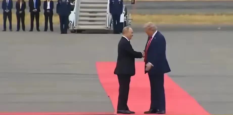 一个假普京，踩着红线哆嗦的奔过去握手，卑躬屈膝，还被特朗普轻松的把手拉过去，马上