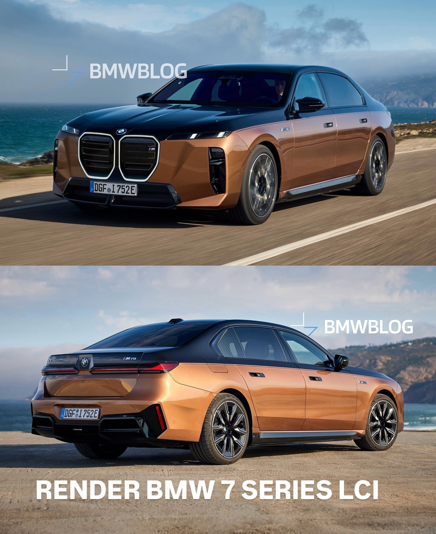 7系中期改款渲染图，双层大灯变身两侧竖向大灯。bmwsky宝马7系[超话