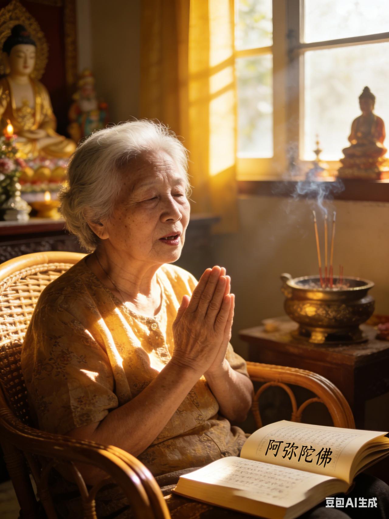 一位科学家试图劝母亲不必执着于佛与信仰，母亲轻轻反问：“如果到最后，佛陀并不存在