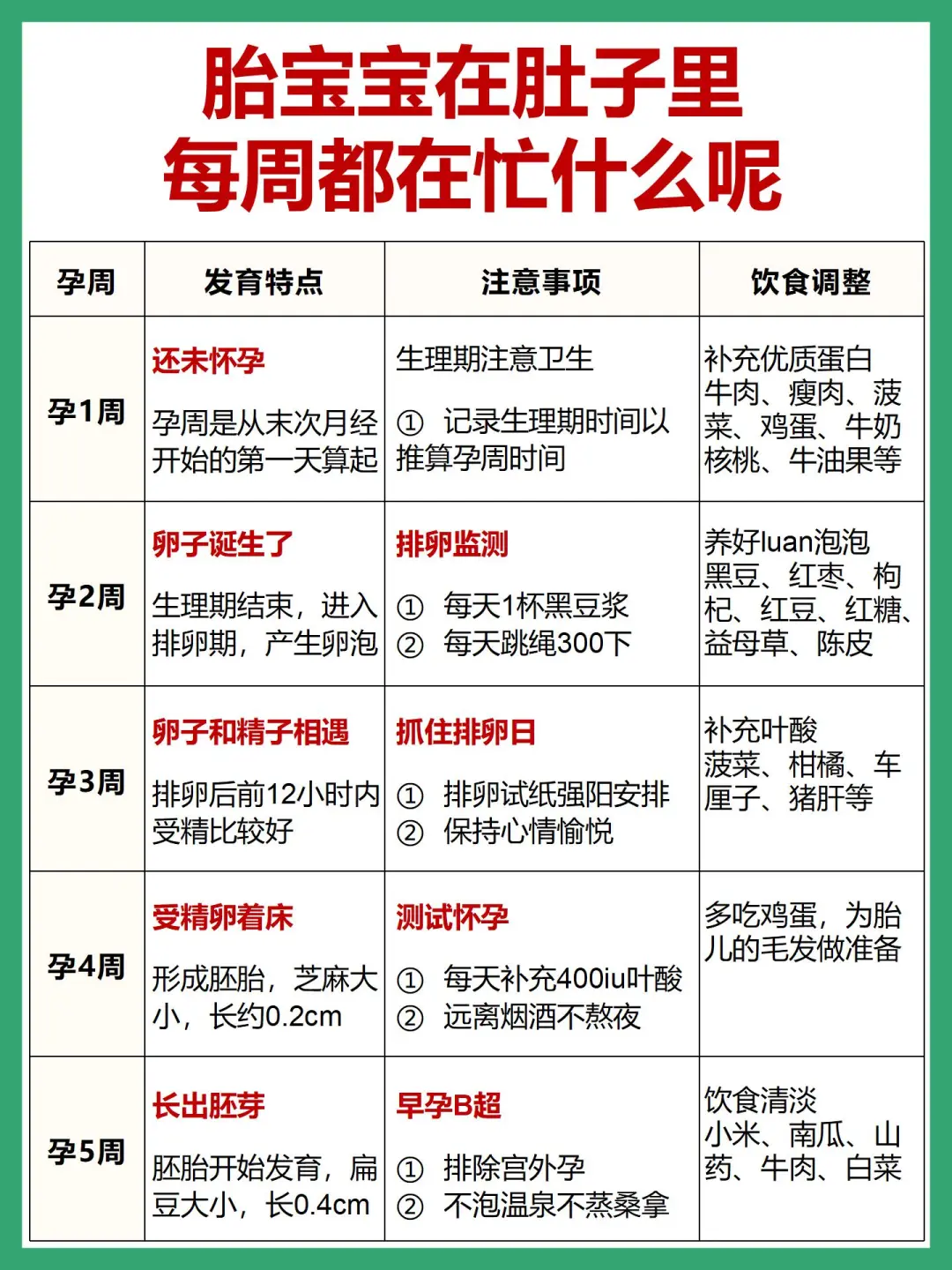 胎宝宝1-40周发育进程➕注意事项➕饮食调整