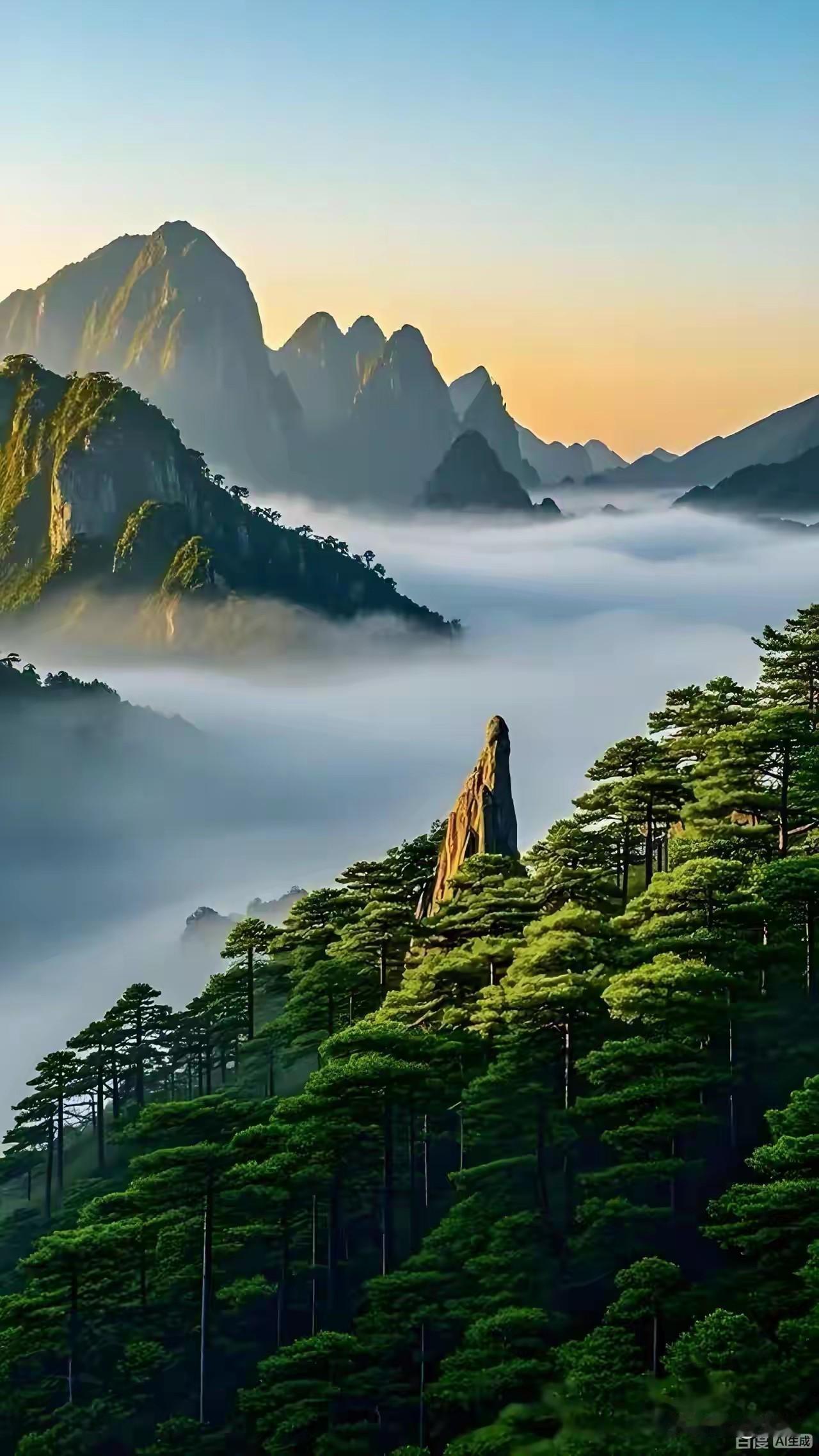 上联:云开世外三千界下联:日出崖前五百松横批:禅意胜景