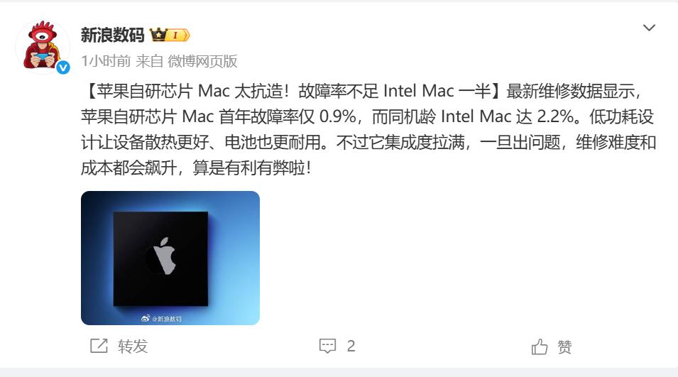 这组数据一出来，当年"IntelMac焊死在散热口"的黑历史算是被苹果自研芯片