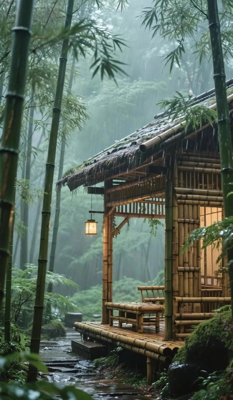 七律·月色朦胧云遮玉镜影婆娑，夜色空蒙入绮罗。露湿阶前桐叶瘦，风穿帘外竹