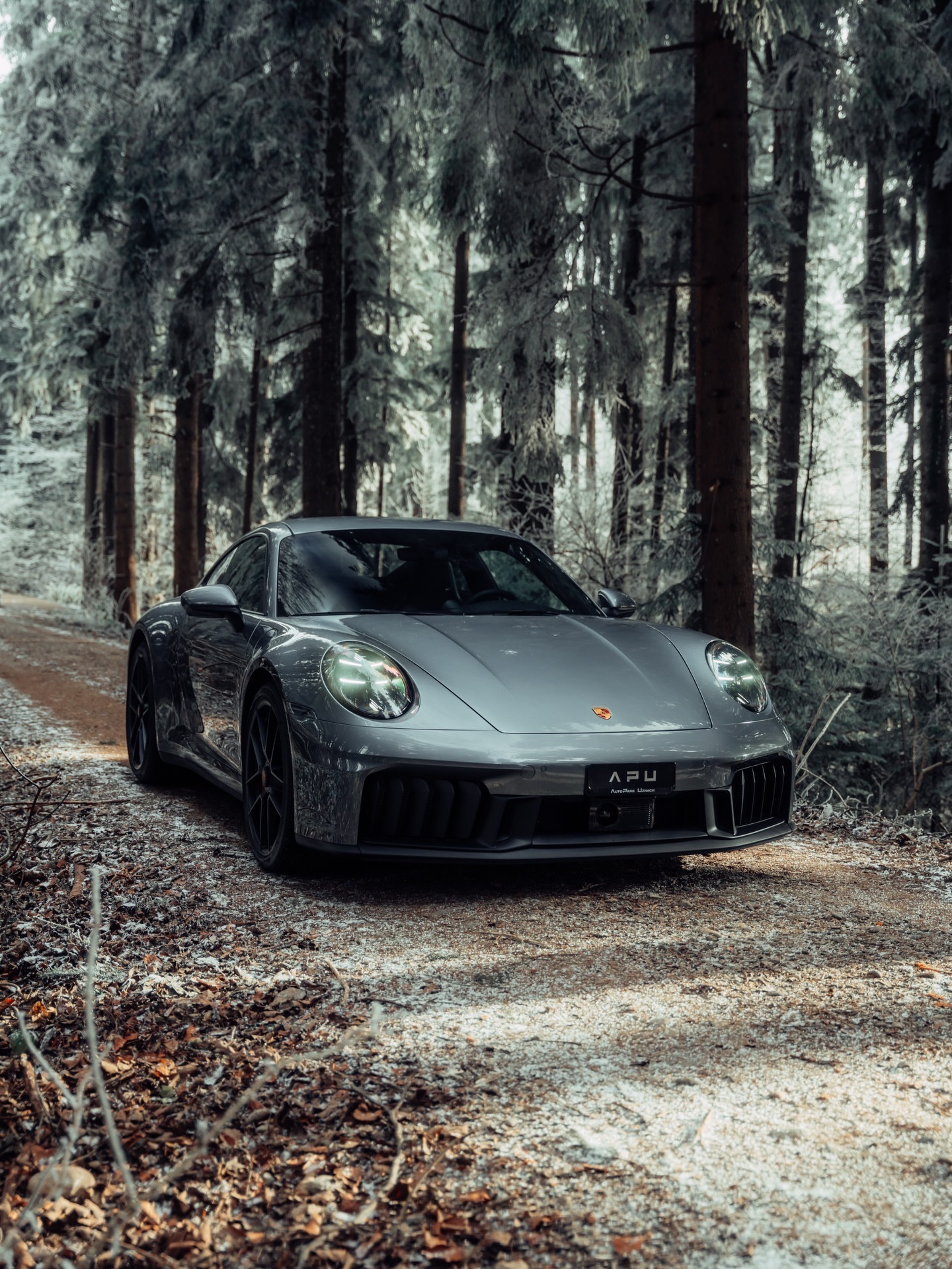 冰挂满树枝，引擎舱里的火光保时捷992.2GTS。🥶保时捷911老纪侃车豪车