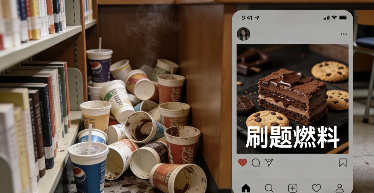 原来我们都一样最近高校圈流行起一个神奇现象：图书馆角落堆着空奶茶杯，自习室飘