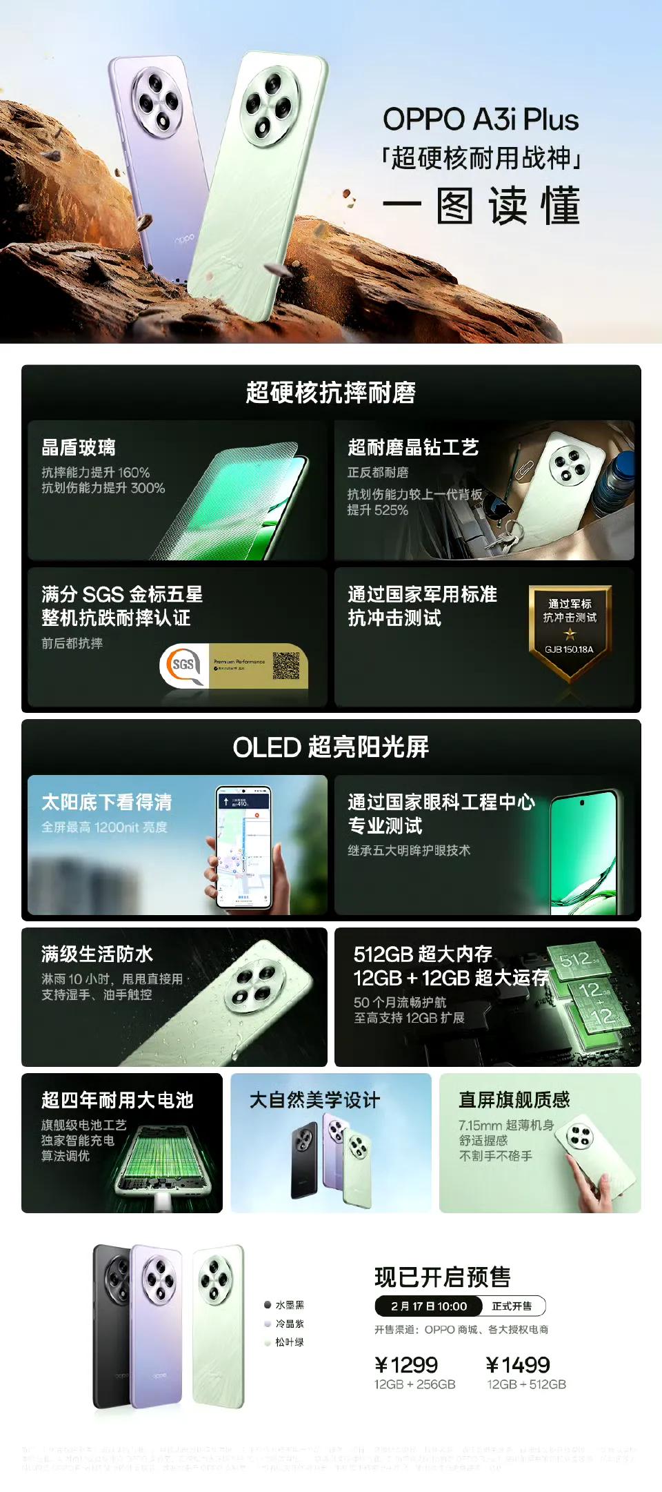 OPPO发布一款千元机，OPPOA3iPlus，1299元起，骁龙695处理