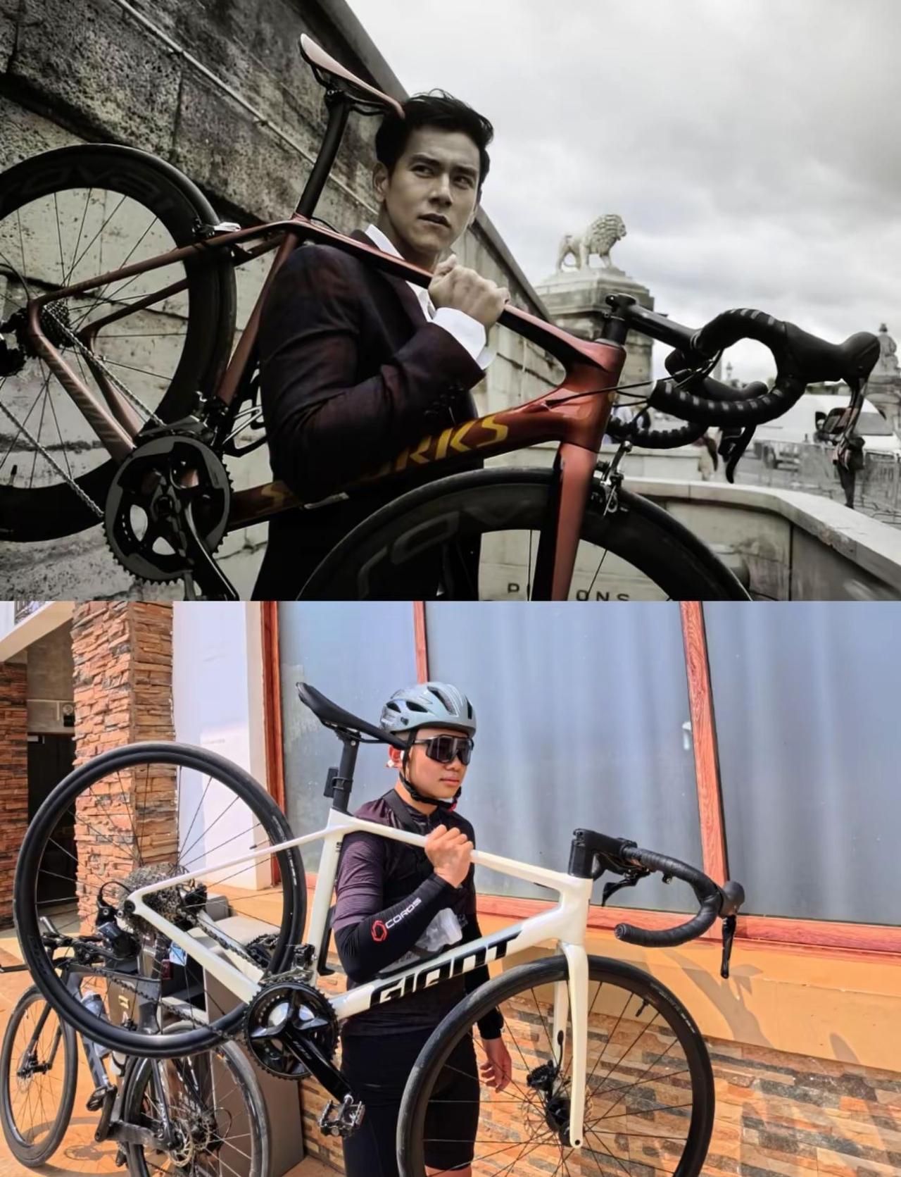 其实上面的才是真彭于晏你们别看错了公路车