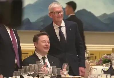 在国宴上，马斯克和库克合影时，马斯克解锁拍照新方式！这面部表情真的是太丰富，