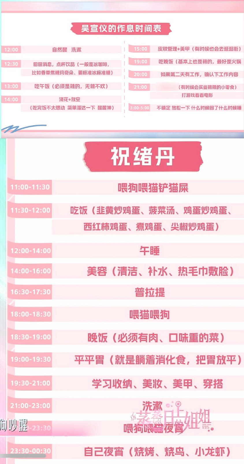吴宣仪祝绪丹的作息时间当代年轻人作息时间：晚上不睡早上不起，白天吃饱了睡睡饱了吃