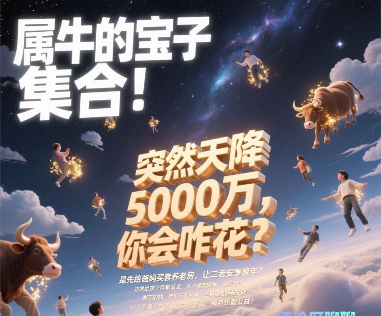 属牛的宝子集合突然天降5000万，你会咋花？是先给爸妈买套养老房，让二老安享