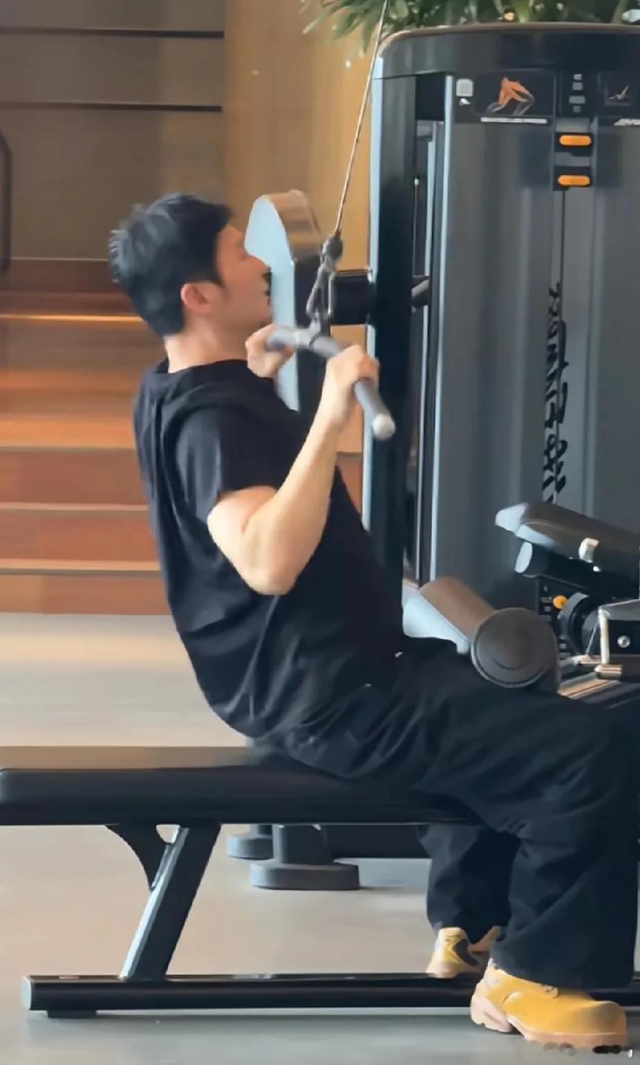 人一上年纪，连维持肌肉都透着一股心酸。4月20日，李晨在健身房练肩臂被偶遇，一拉