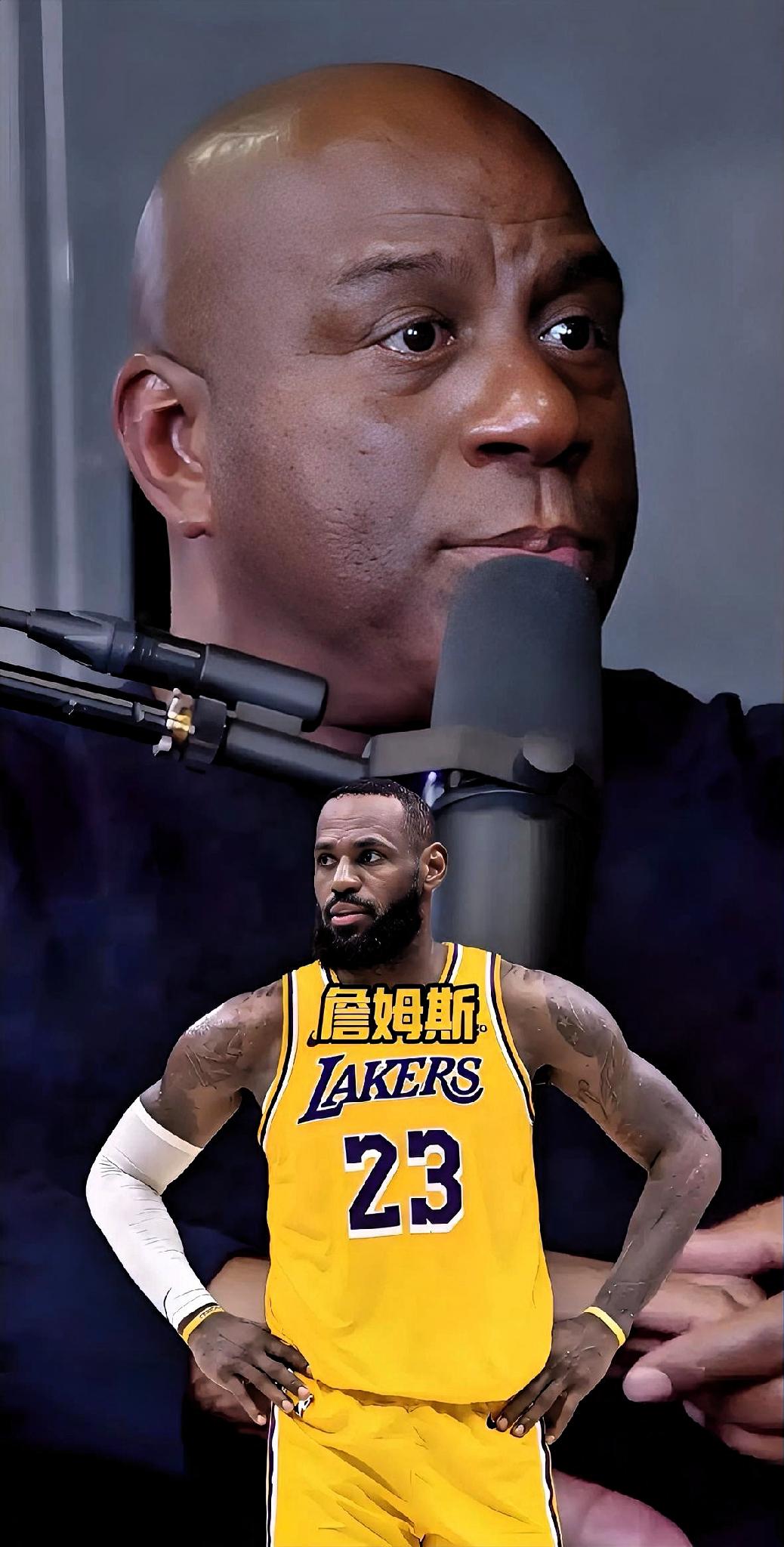 魔术师约翰逊真是抬举詹姆斯了！魔术师近日在一档节目中，被主持人问到心目中湖人