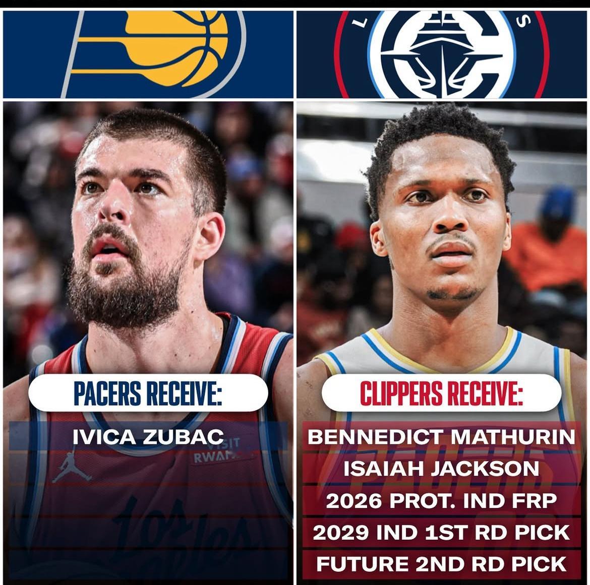 快船今年仍有机会获得一个大年的高顺位签。如果步行者抽到前4顺位，首轮签归步行者，