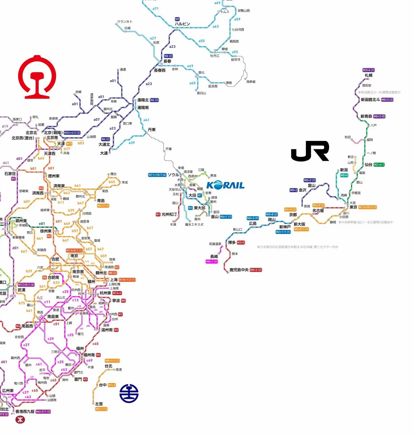 中日韩高铁地图