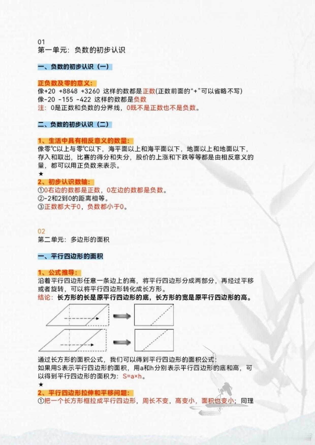 逃不掉的数学，小学五年级数学，重要知识点整理归纳。