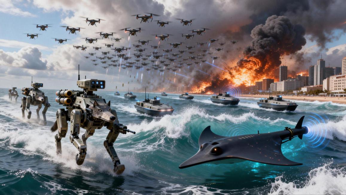 厉害了我的国！我国海陆空“无人军团”全域亮剑，重新定义未来战场，地上群狼突进，天