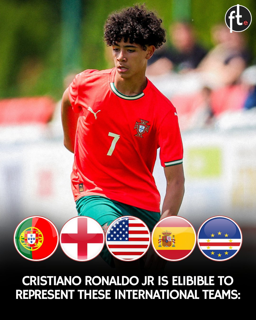 😳小克里斯蒂亚诺・罗纳尔多在国际足坛拥有为5个国家出战的资格：🇵🇹