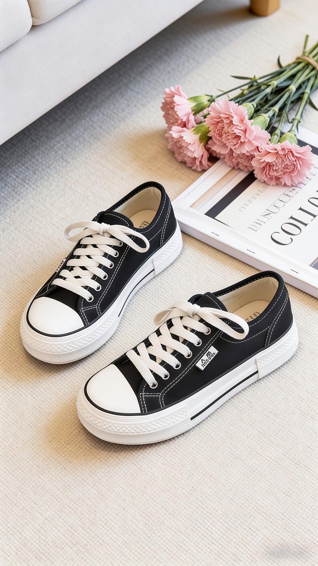 厚底透气帆布鞋