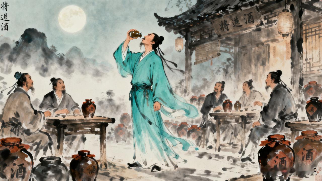 我记得最深的古诗词是李白的《将进酒》。“将进酒，杯莫停”，开篇就营造出热烈奔放的