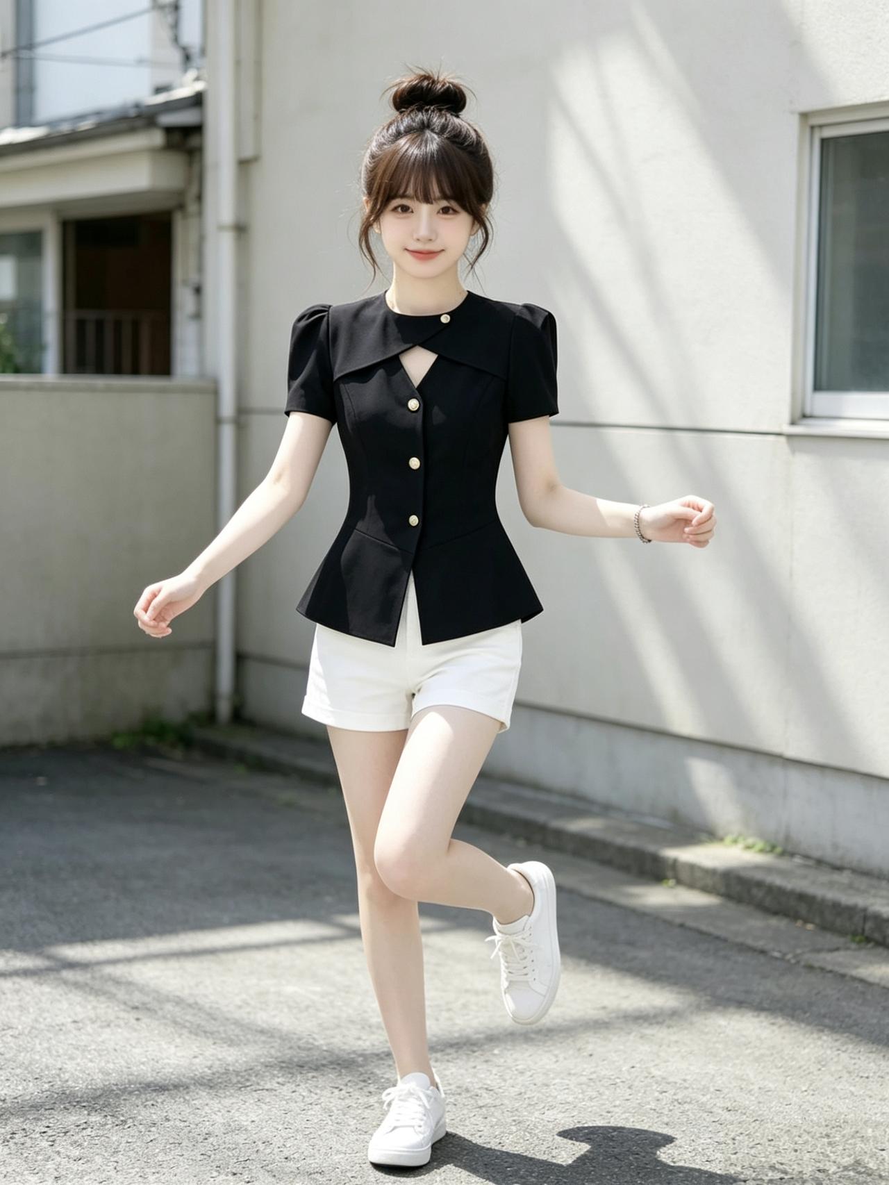夏日清新穿搭指南：黑白配，简约时尚！🌞👗👟怎么穿搭会让人比较显温柔黑白配