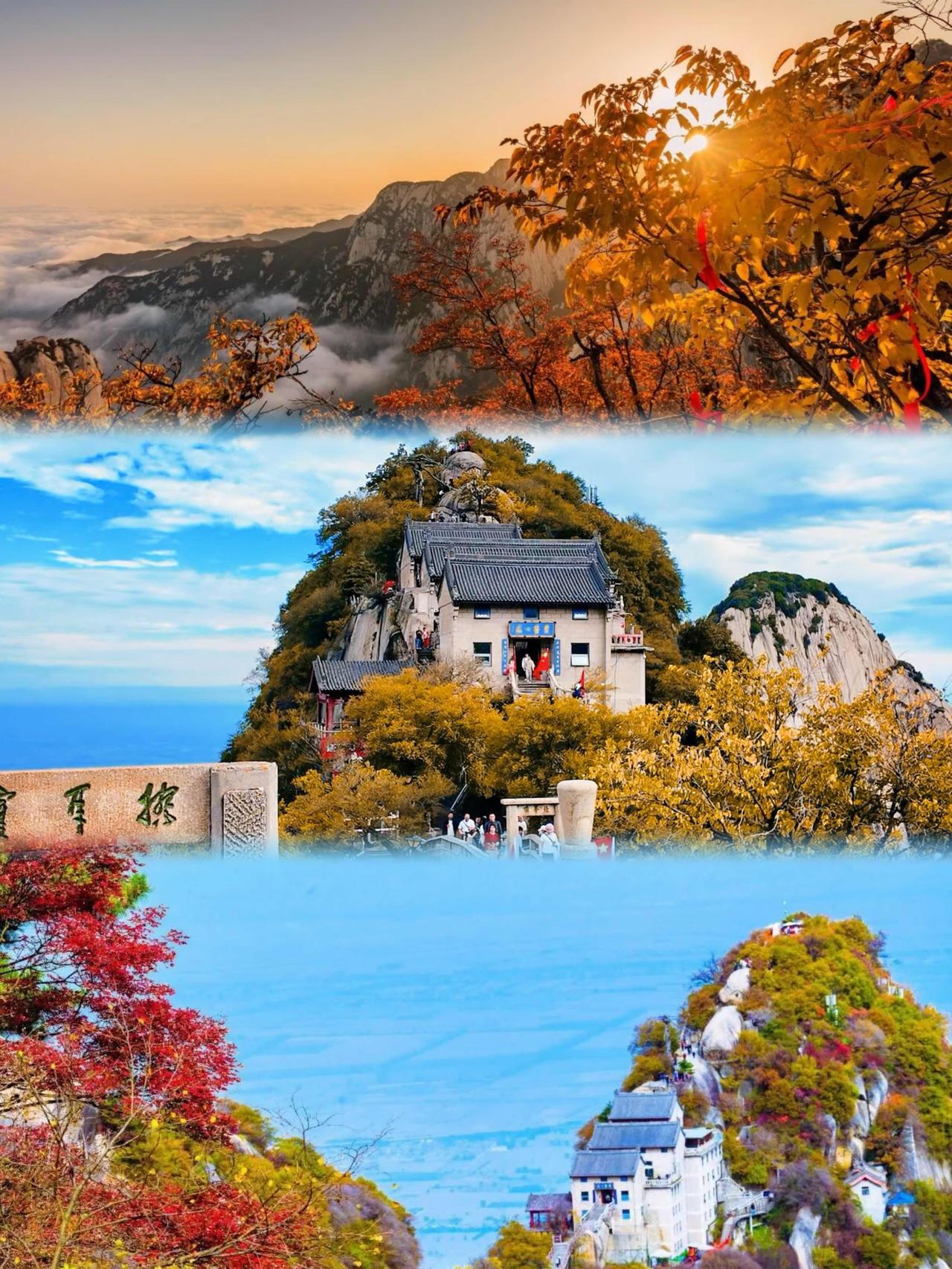 西安周边游｜5分钟缆车直达🍁华山北峰秋天美到失语！！姐妹们！如果秋天只能推