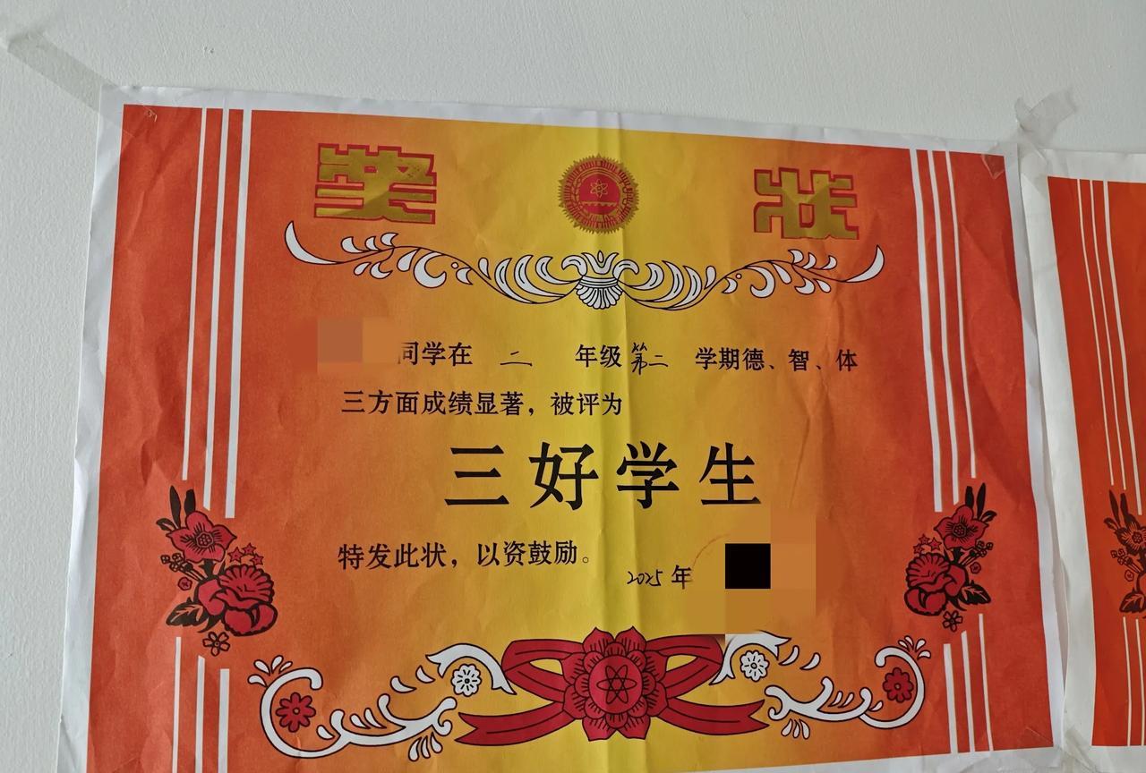 我家大闺女二年级下学期又拿了三好学生。从一年级第一学期到现在，都能拿到三好学生。