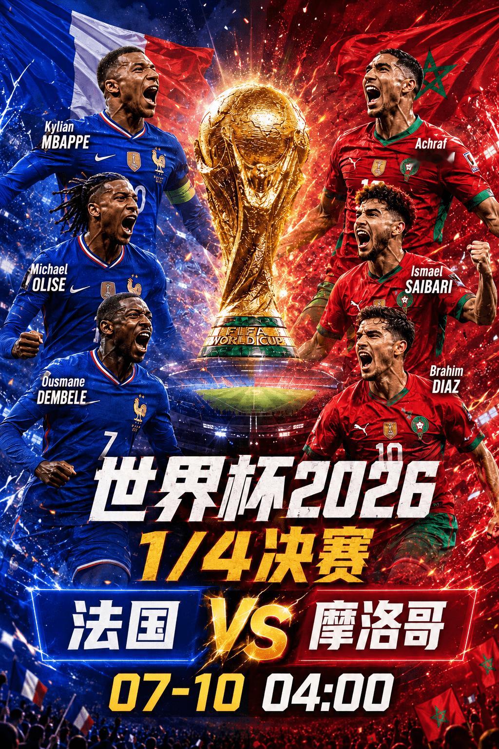 美加墨世界杯【美加墨世界杯1/4决赛前瞻：法国再战摩洛哥！极致矛盾之争谁能突围