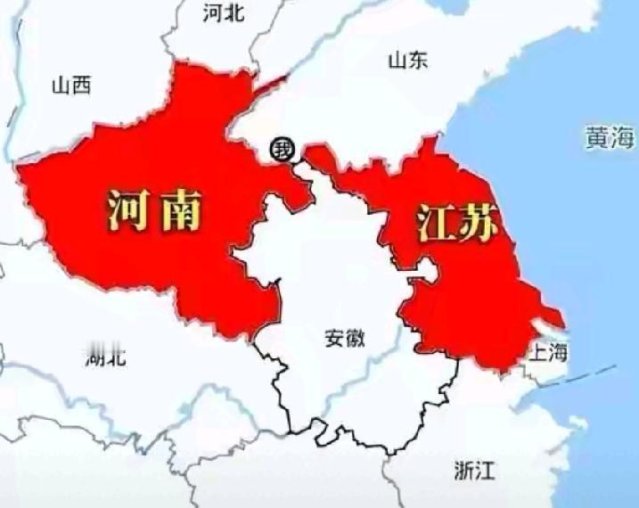 河南省和江苏省的地理位置挺有意思，无限接近却没有相交，仔细观察地图不难发现，原来