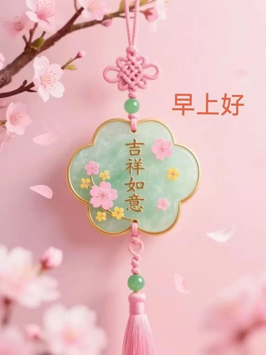 把幸福與安康，凝聚在問候裏；把快樂與吉祥，呈送在清晨裏；祝你順利發財。