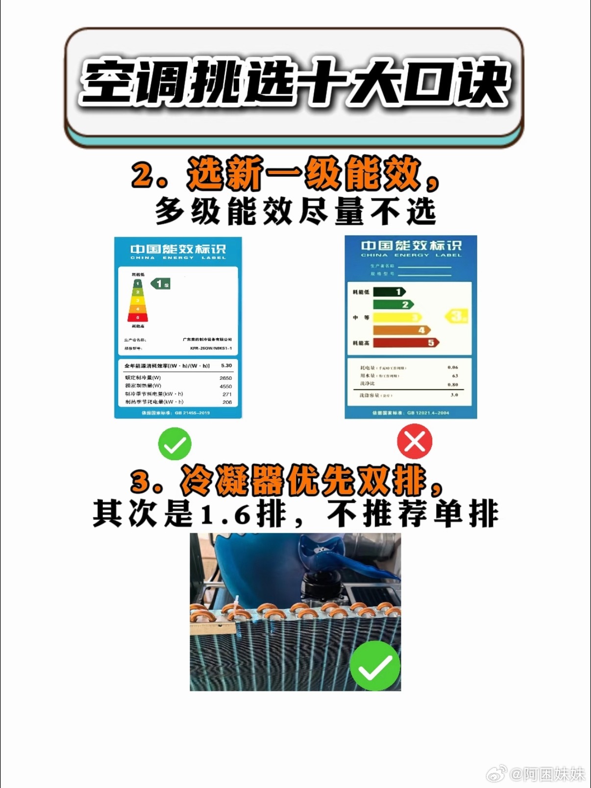 买空调别被一堆参数绕晕了，其实最值得看的就几个。空调选购最该看哪些参数首先是匹数