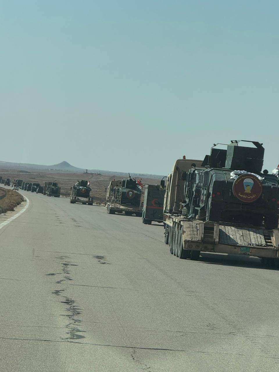 伊拉克联邦军队和人民动员部队（PMF）沿伊拉克-叙利亚边境部署大量卡车、装甲车和