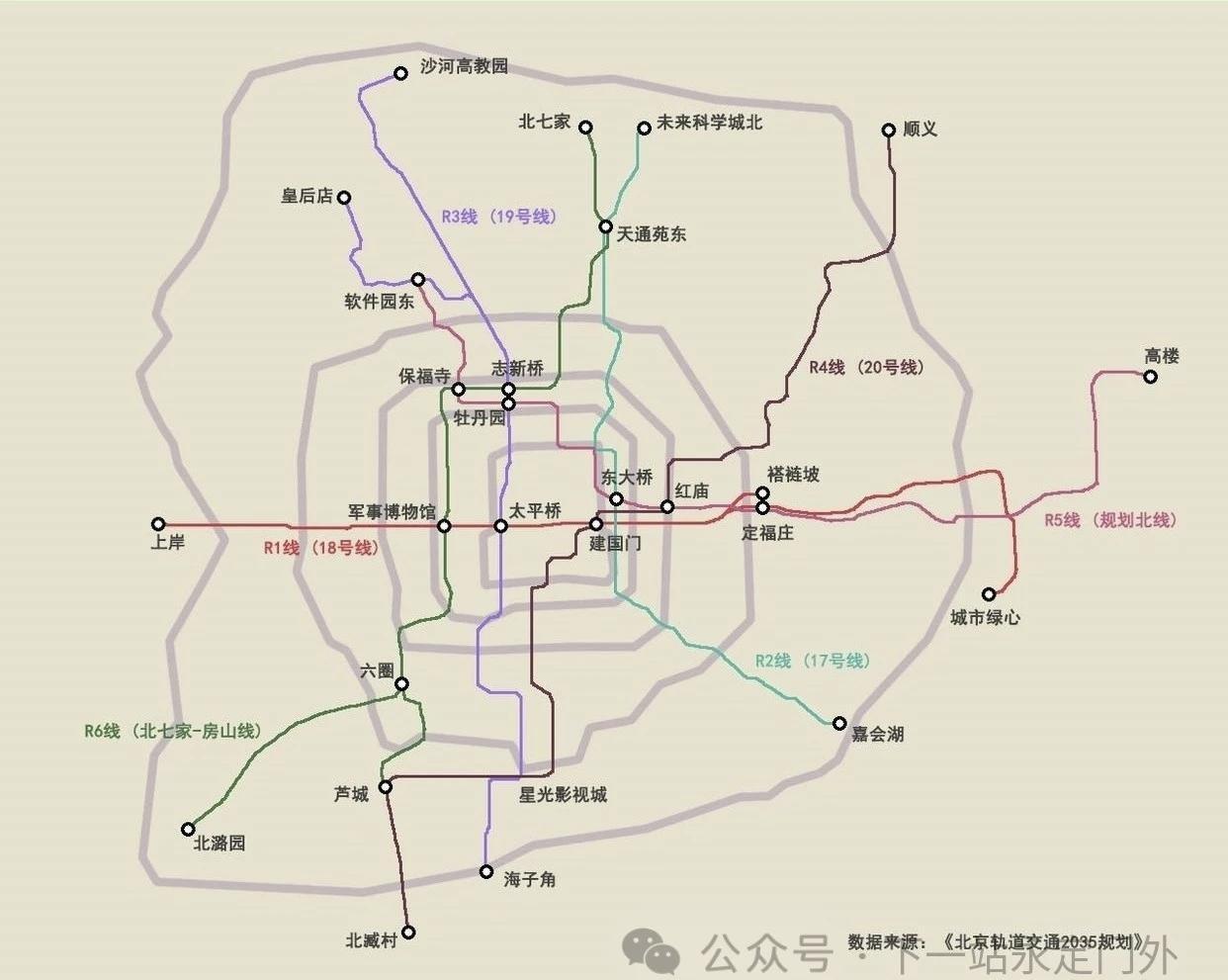 北京地铁R线还有希望全部修完吗？如图，北京早期规划的6条R线还有无全部修成完全